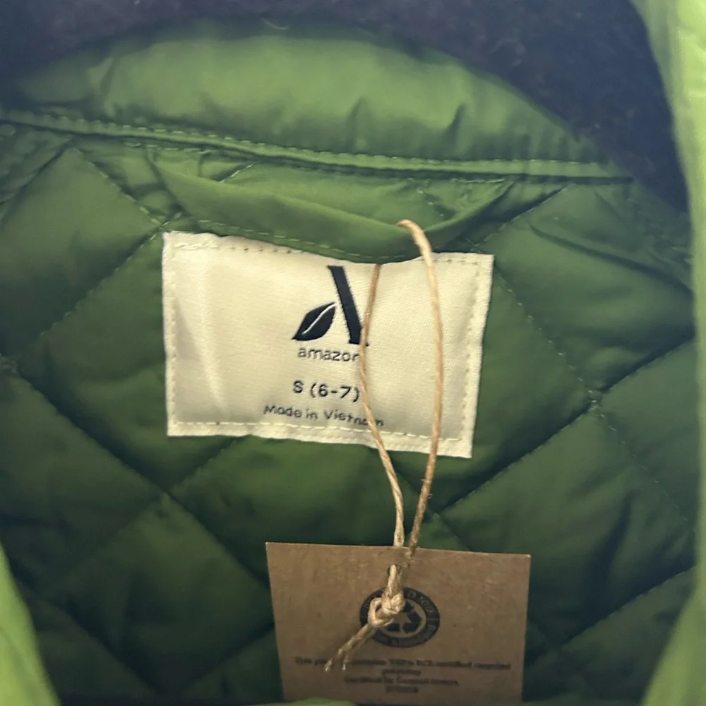 Amazon Green Lightweight‎ Puffer Kids Jacket Size Small (6/7) New With Tags